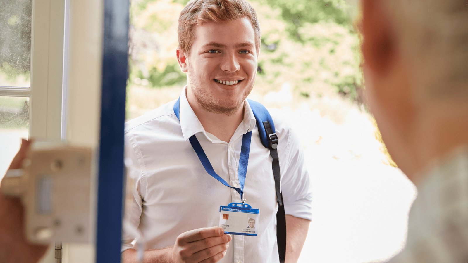 care worker at the door